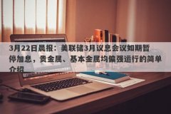 3月22日晨报：美联储3月议息会议如期暂停加息，贵金属、基本金属均偏强运行的简单介绍