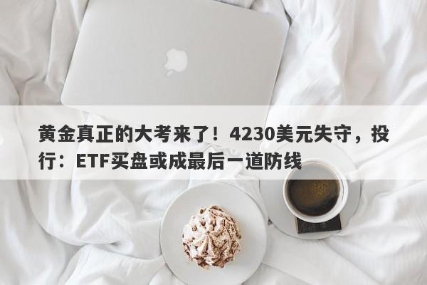 黄金真正的大考来了！4230美元失守，投行：ETF买盘或成最后一道防线