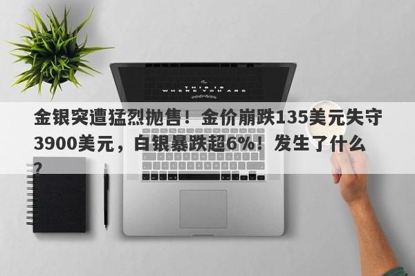 金银突遭猛烈抛售！金价崩跌135美元失守3900美元，白银暴跌超6%！发生了什么？